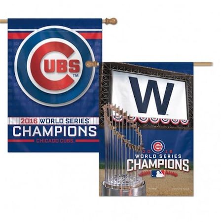 Chicago Cubs Banner 28x40 Vertical 2 Sided 2016 World Series Champs Design